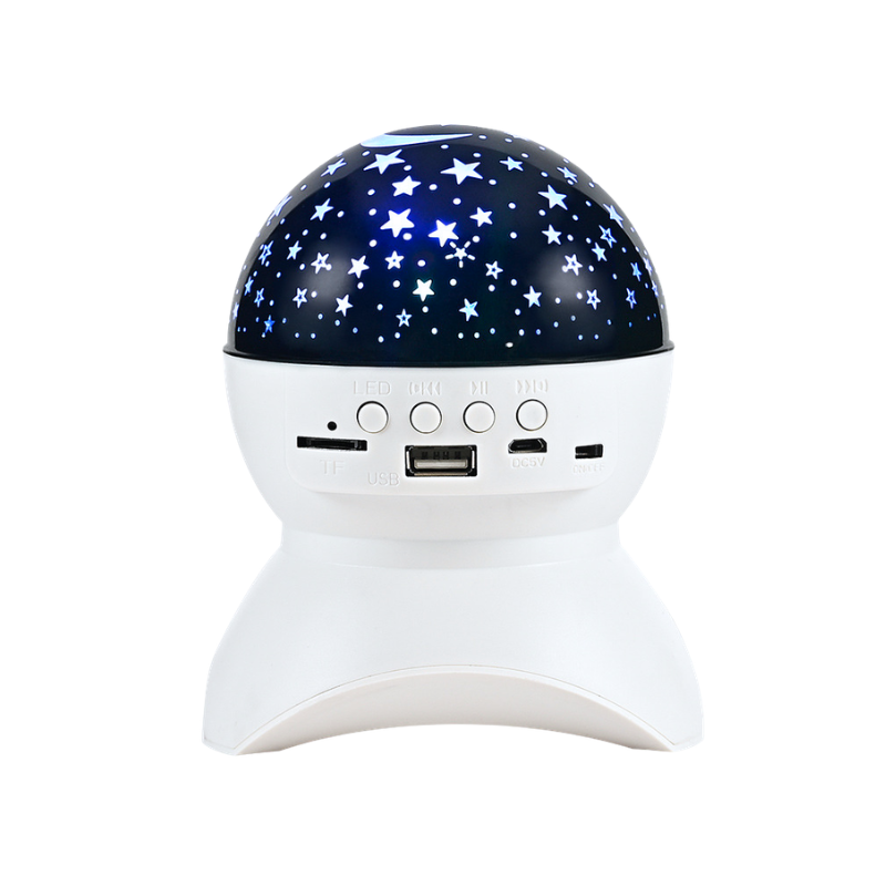 Projector Bluetooth sferico con luci LED a forma di stelle, altoparlante wireless con porte USB e slot SD per home audio e party.
