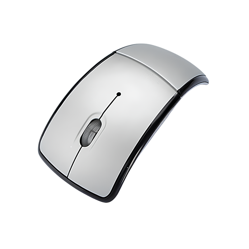 Mouse wireless pieghevole silver, portatile con ricevitore mini plug and play e trasmissione 2.4GHz fino a 10 metri.