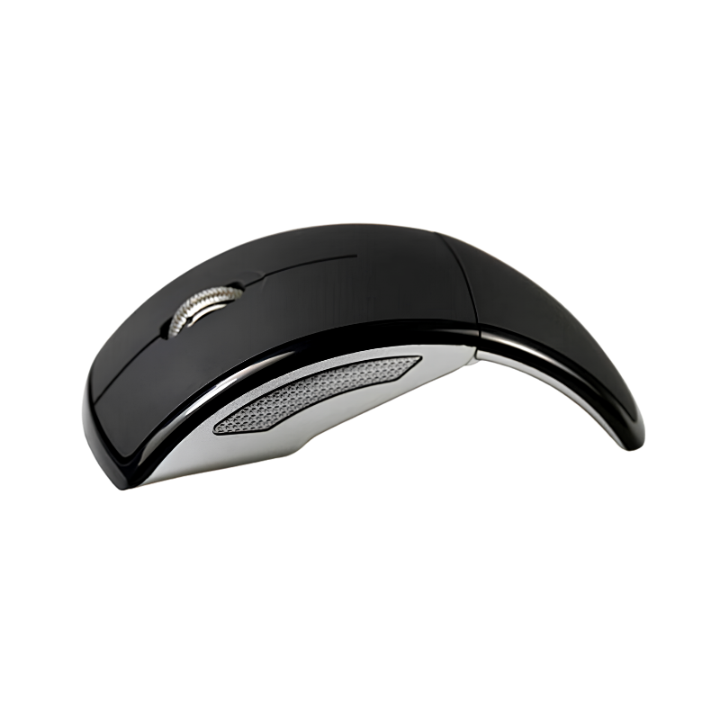 Mouse wireless pieghevole nero e argento, 1600 DPI, Connessione 2.4GHz fino a 10m, Plug and Play, facile da trasportare