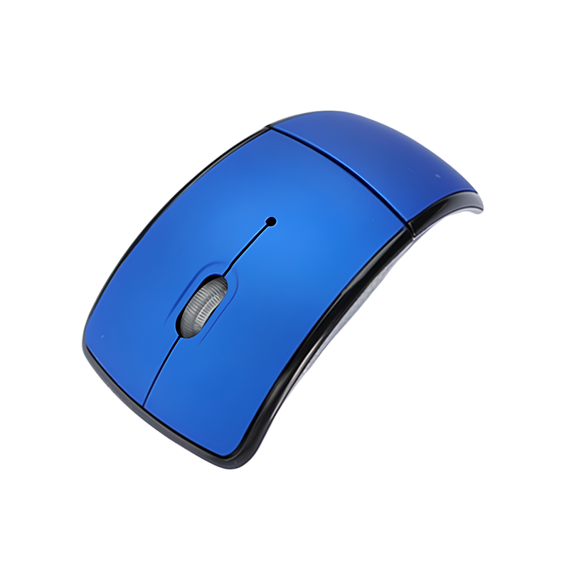 Mouse wireless pieghevole blu, 2.4GHz, plug and play, 1600 CPI, portatile e facile da trasportare.