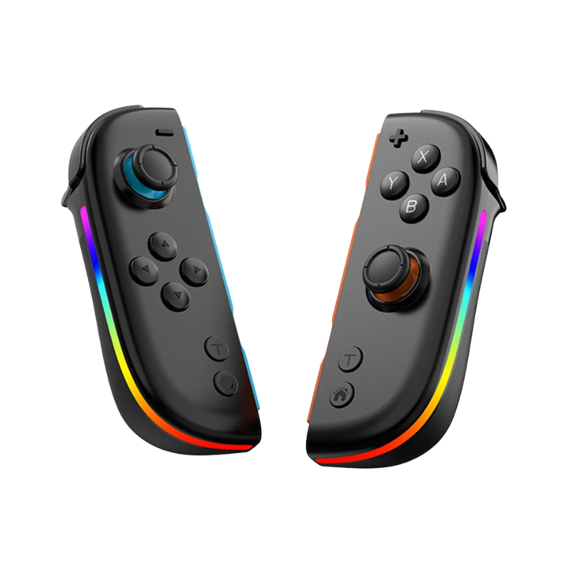 Due controller Joy Pad RGB LED per Nintendo Switch/Lite/Oled, stile Joy-Con con luci RGB e joysticks.