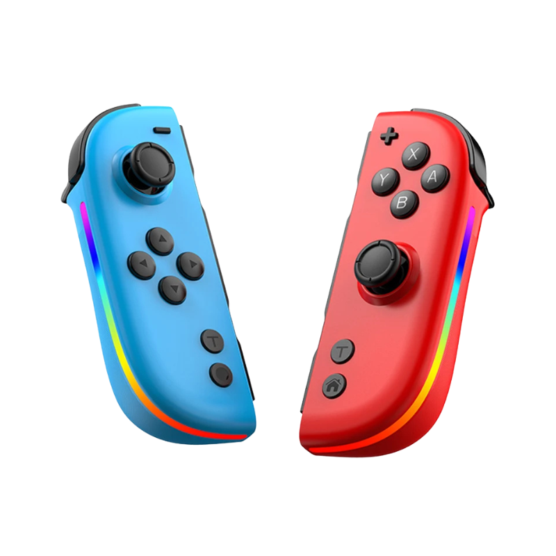 Joy Pad controller RGB LED per Nintendo Switch blu/rosso con joystick, pulsanti e strisce luminose