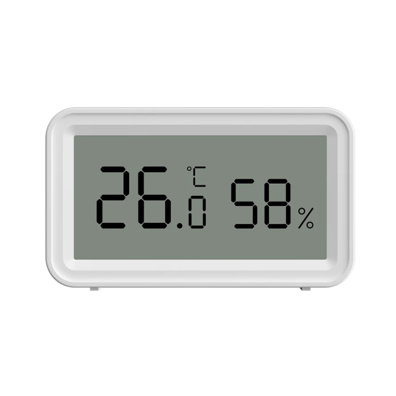 Sensore temperatura e umidità Zigbee WiFi con schermo LCD che mostra 26.0°C e 58%. Compatibile con SmartLife e Yandex Alexa.