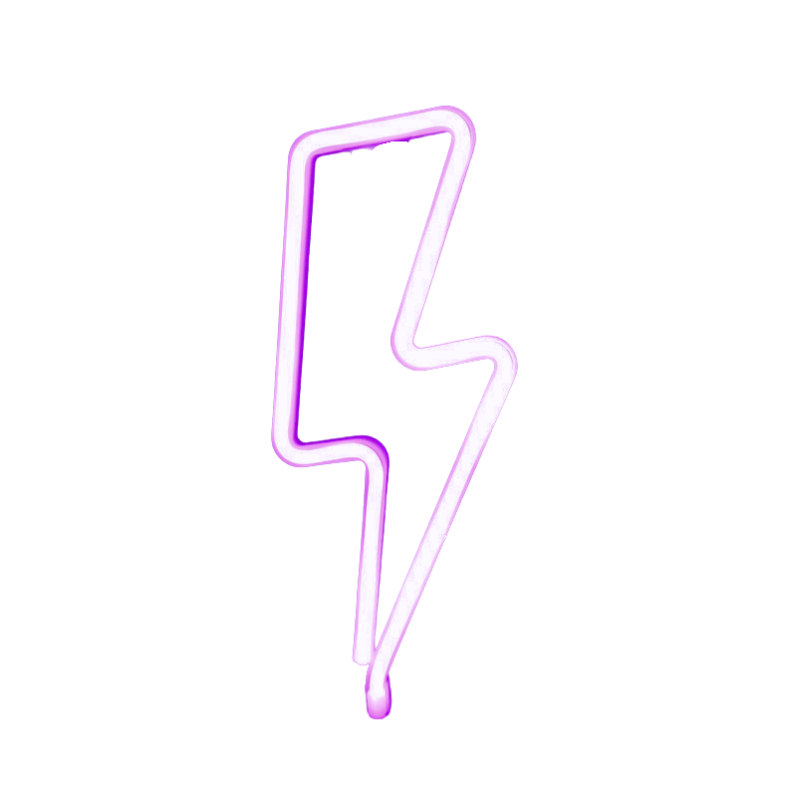 Fulmine neon rosa LED, decorazione per stanza, dimensioni 34×13 cm.