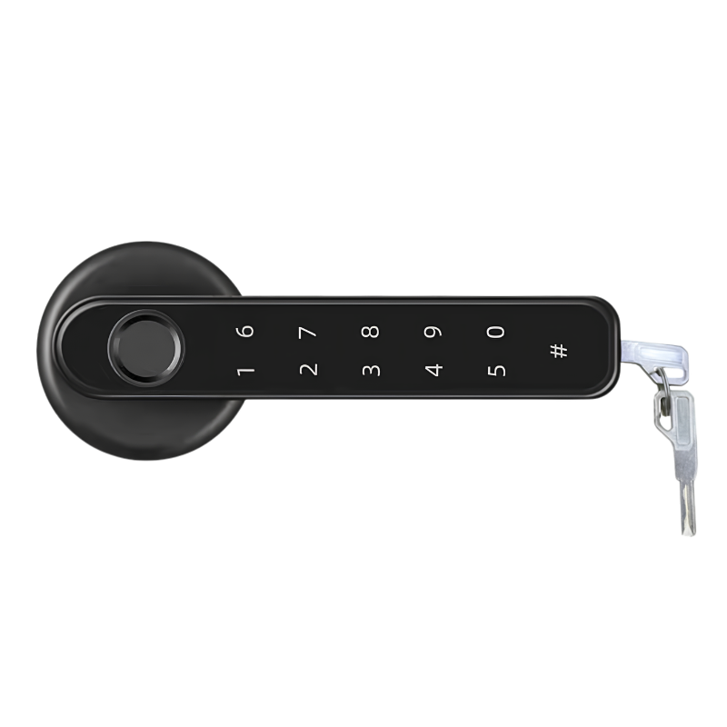 Serratura smart Bluetooth con impronta digitale rapida su maniglia in lega di zinco, tastierino numerico e chiave d’emergenza