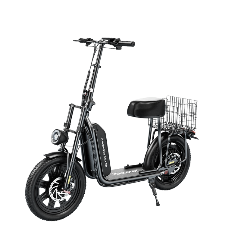 monopattino elettrico pieghevole 1000W con ruote 16 All-Terrain, cestino posteriore e controllo app via smartphone.