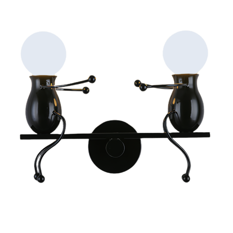 Applique da parete moderna con due corpi a vasi neri e luci LED MB8320