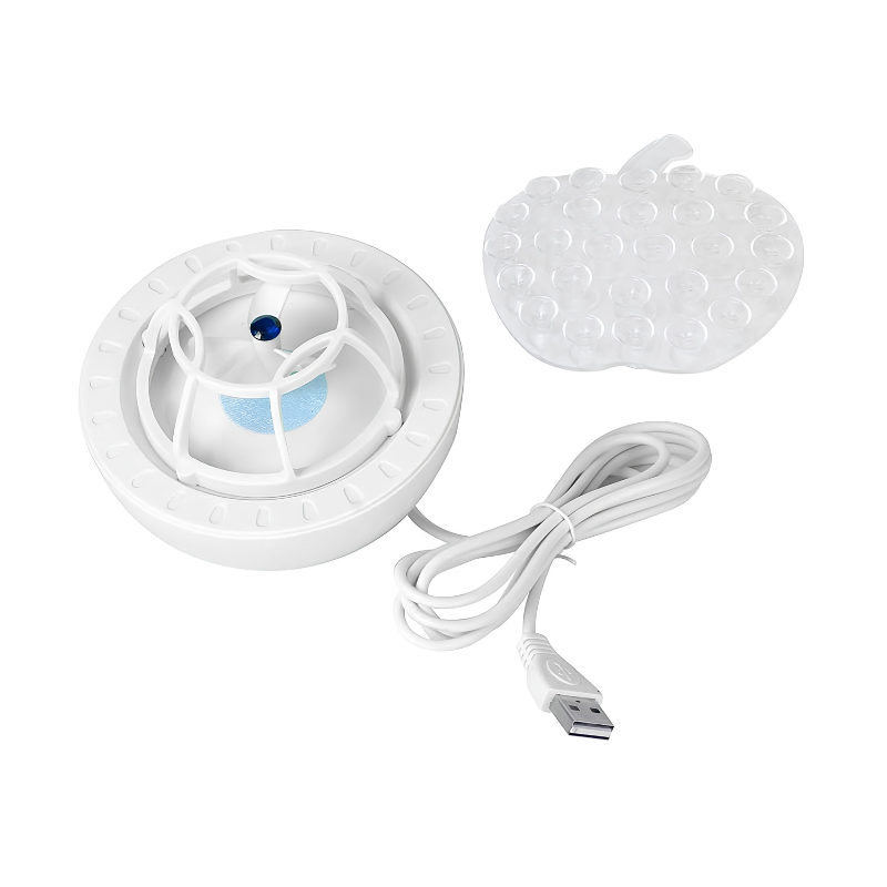 Bubble Dishwasher: base circolare in ABS, USB 5V 2A, onda di lavaggio 120s, shock 60s, cavo incluso