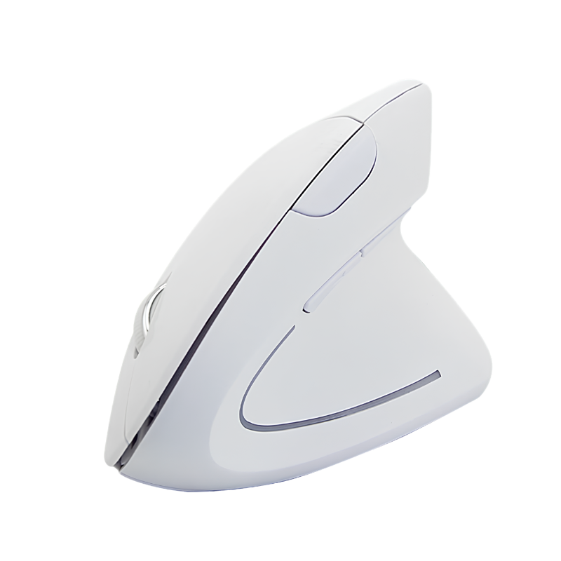 Mouse wireless verticale bianco ergonomico, connessione 2.4GHz, risoluzione ottica 1600dpi, 6按键, adatto a desktop.
