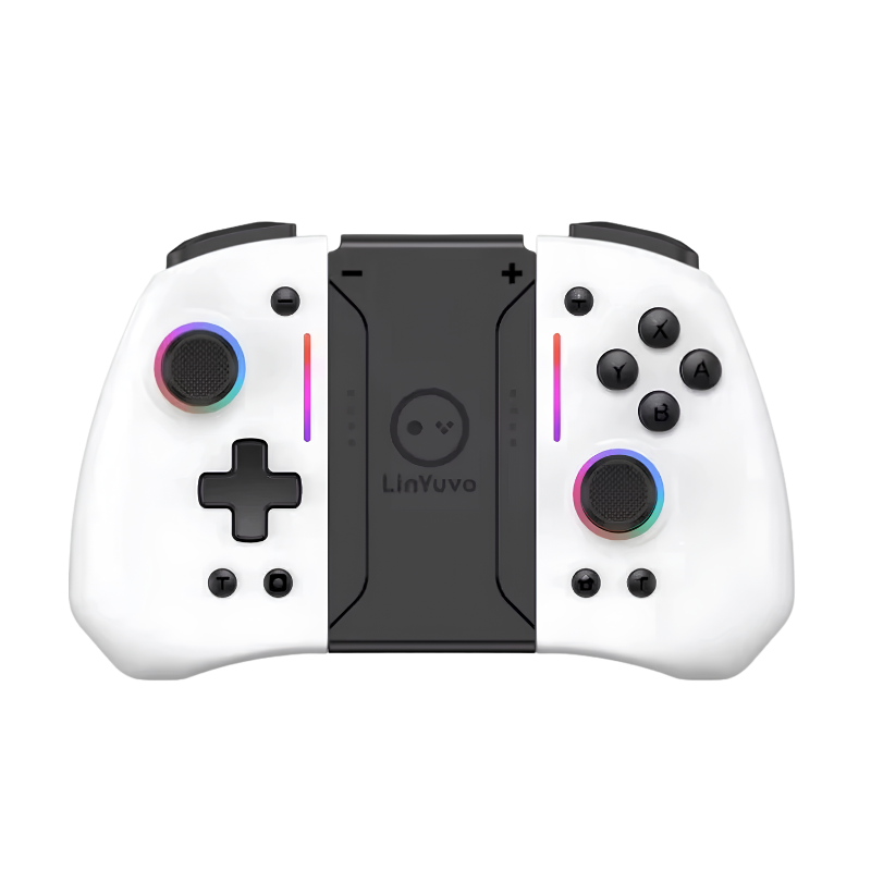 joycon wireless Bluetooth LinYuvo KS42 bianco con luci RGB per Nintendo Switch,Connessione senza cavi e joystick Hall.