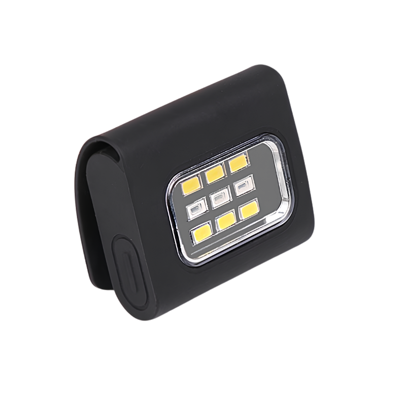 Luce di segnalazione sportiva ricaricabile USB, 9 LED bianchi e rossi, per corsa notturna e ispezioni, con clip e interruttore laterale.