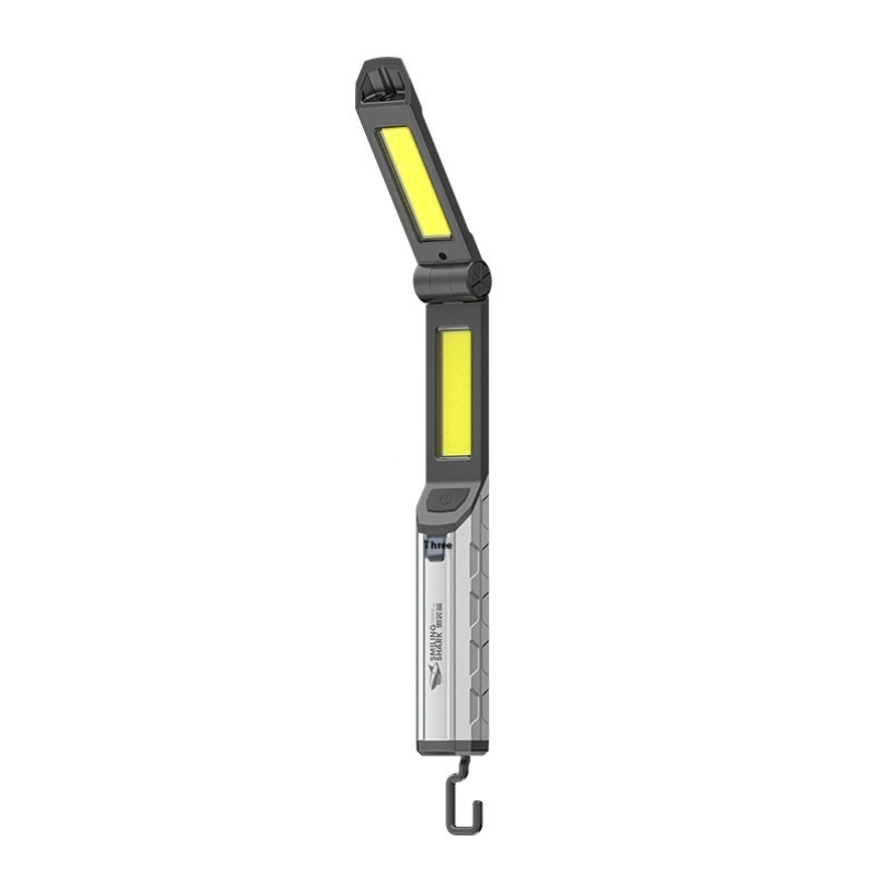 Lampada portatile LED pieghevole con doppio pannello illuminante e gancio, batteria integrata 1500 mA in ABS PS.