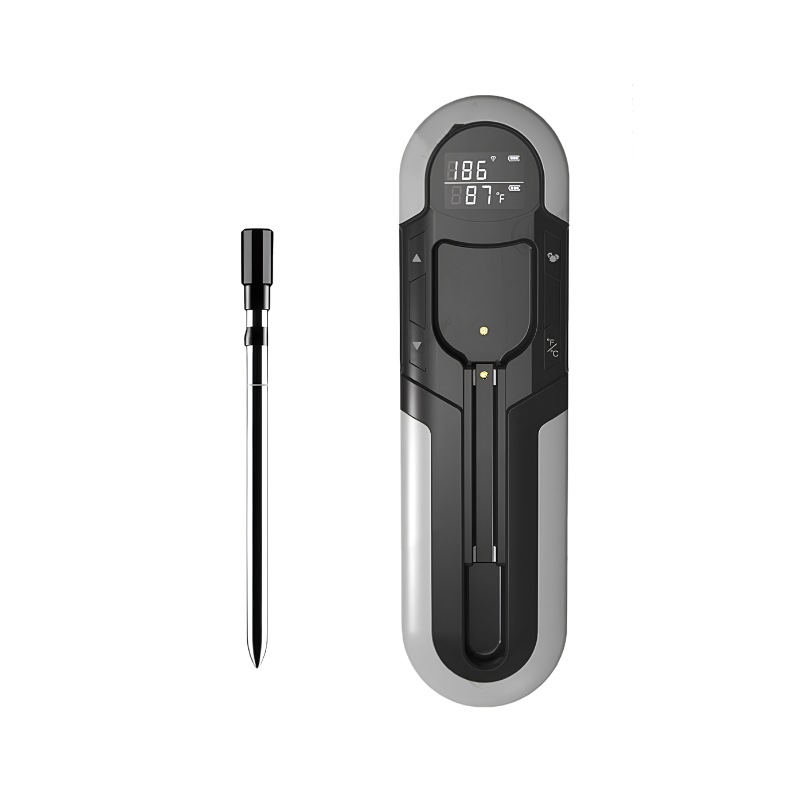 Termometro portatile wireless Bluetooth per barbecue con schermo digitale e sensore staccabile, connessione LE 5.2 fino a 150m.