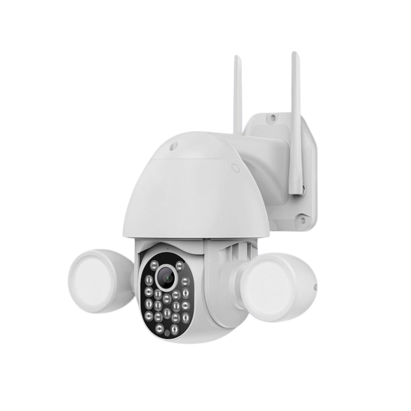 Telecamera di sorveglianza domo intelligente con illuminazione doppia, 3MP CMOS, 1920x1080, bianca