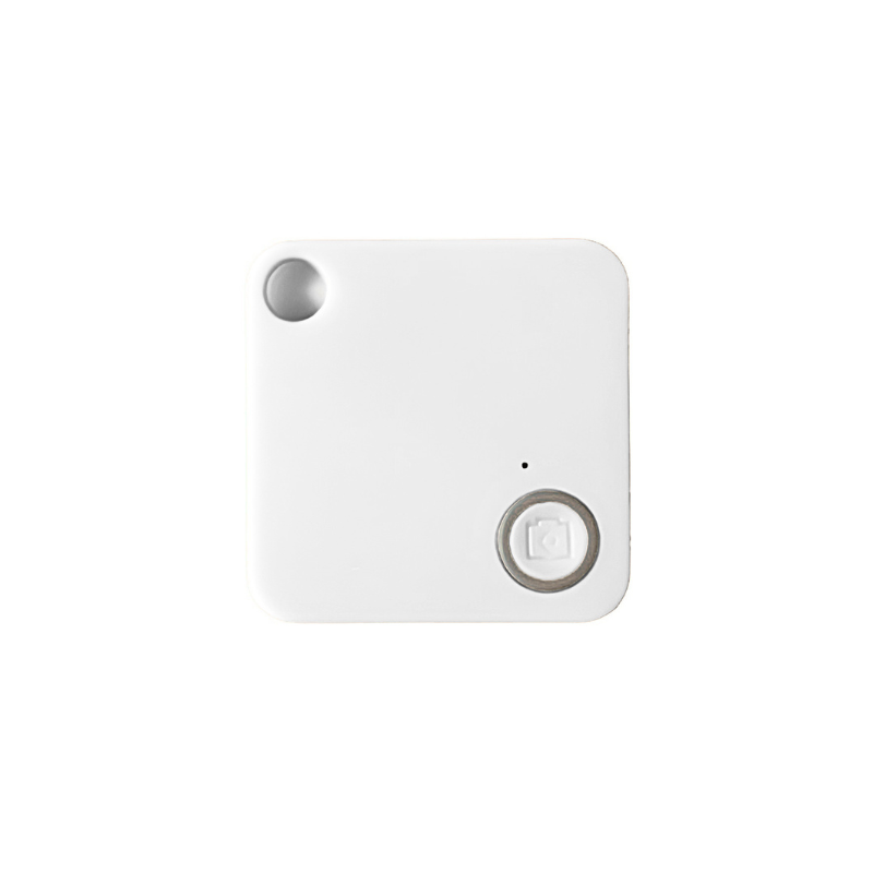 Dispositivo anti-smarrimento in ABS bianco, 38x38x7 mm, portata wireless 10 m, colori nero, bianco, rosso, blu, verde.