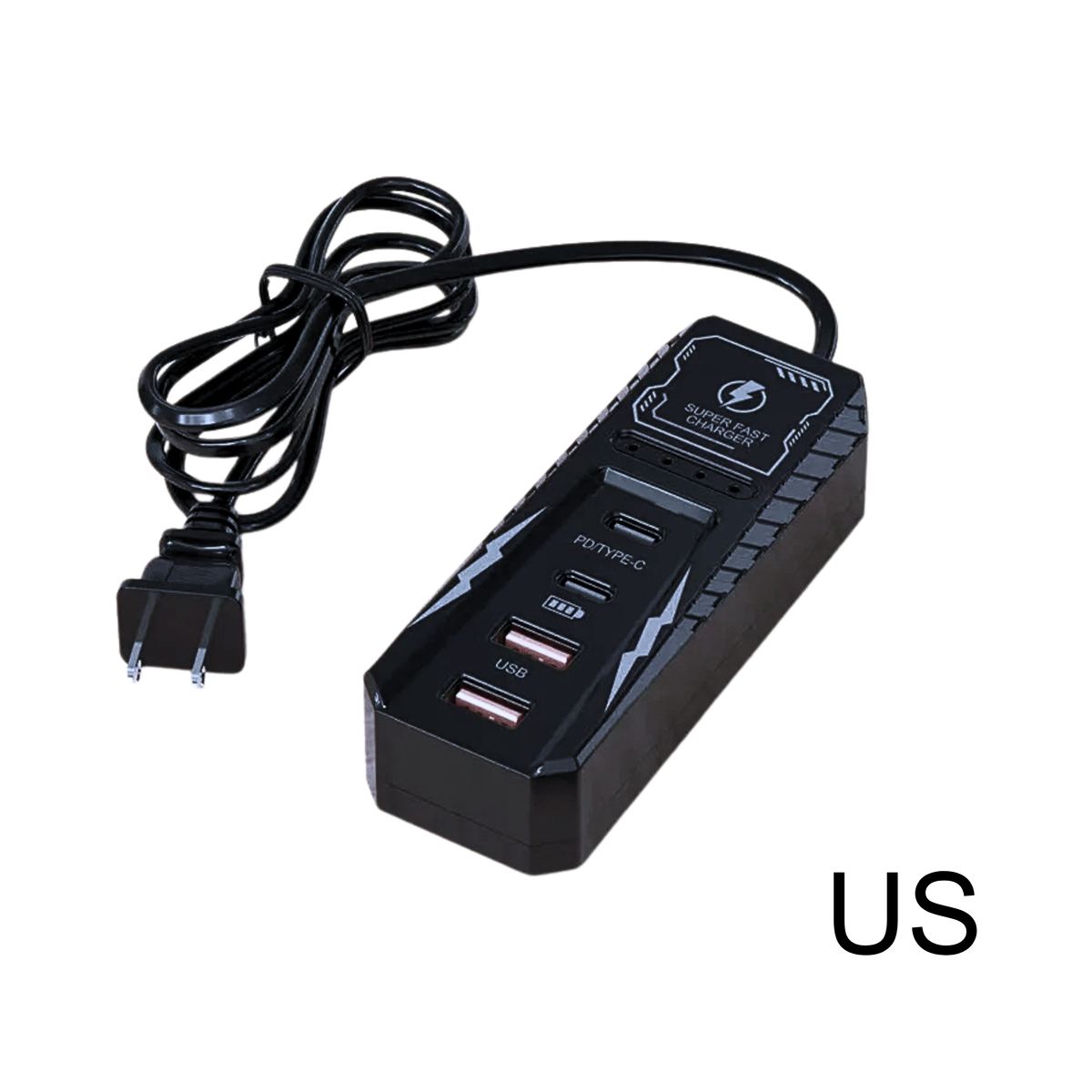 Caricatore USB multiporte con 4 porte, ricarica PD rapida, spina EU/US/UK da muro