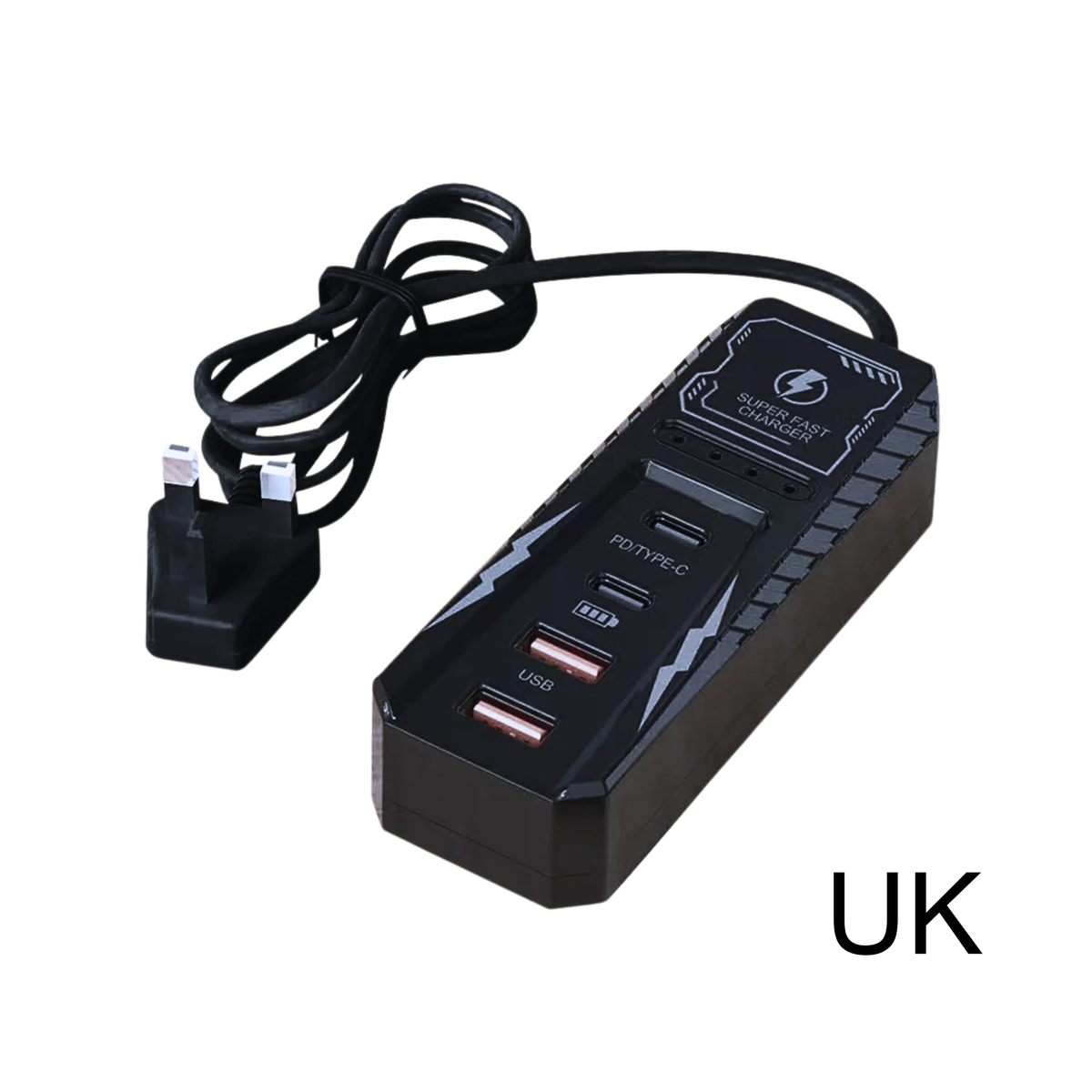 Presa multipla USB a 4 porte con PD e ricarica rapida, USB-C, spina EU/US/UK.