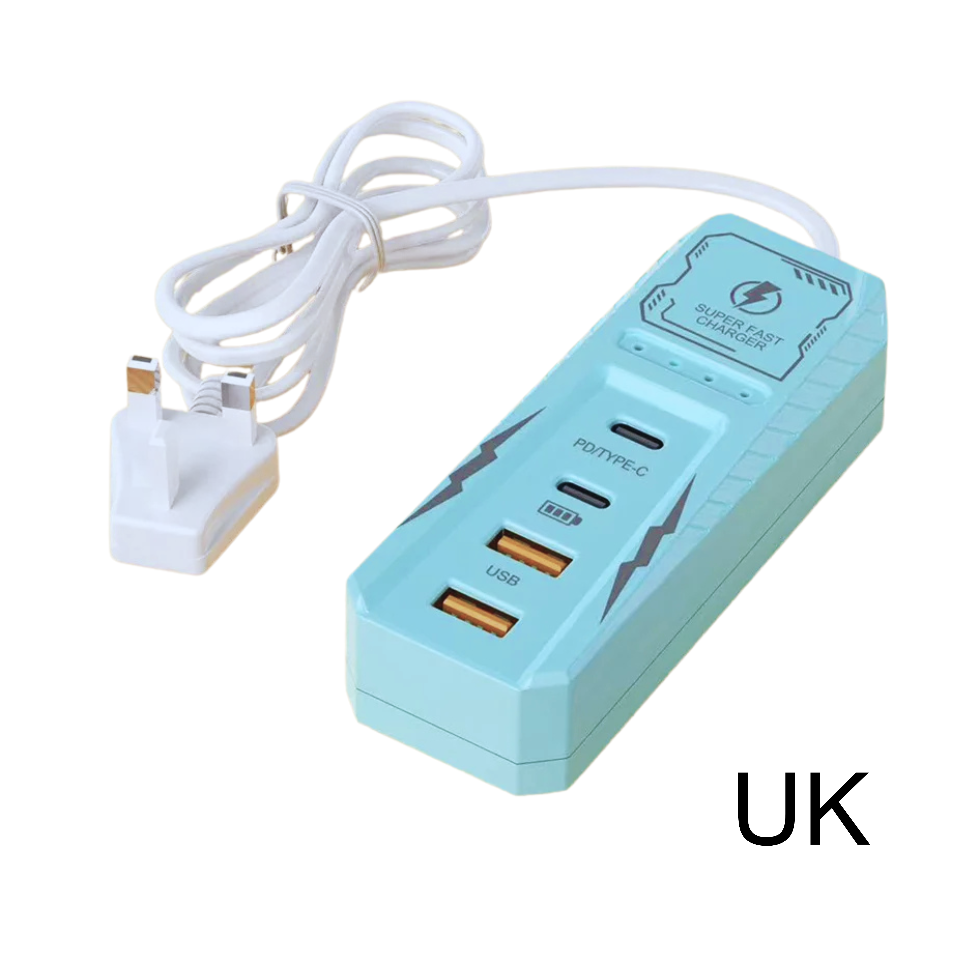 Caricatore da muro con 4 porte USB, ricarica PD rapida, USB-C, spina EU/US/UK, ciabatta multifunzione