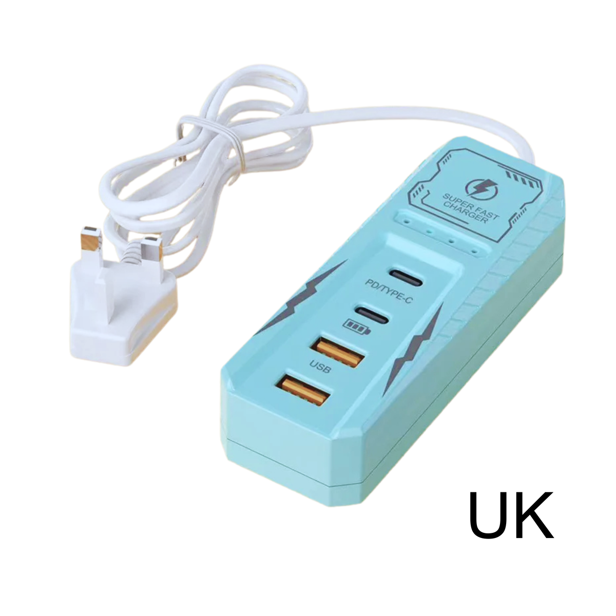 Caricatore da muro con 4 porte USB, ricarica PD rapida, USB-C, spina EU/US/UK, ciabatta multifunzione