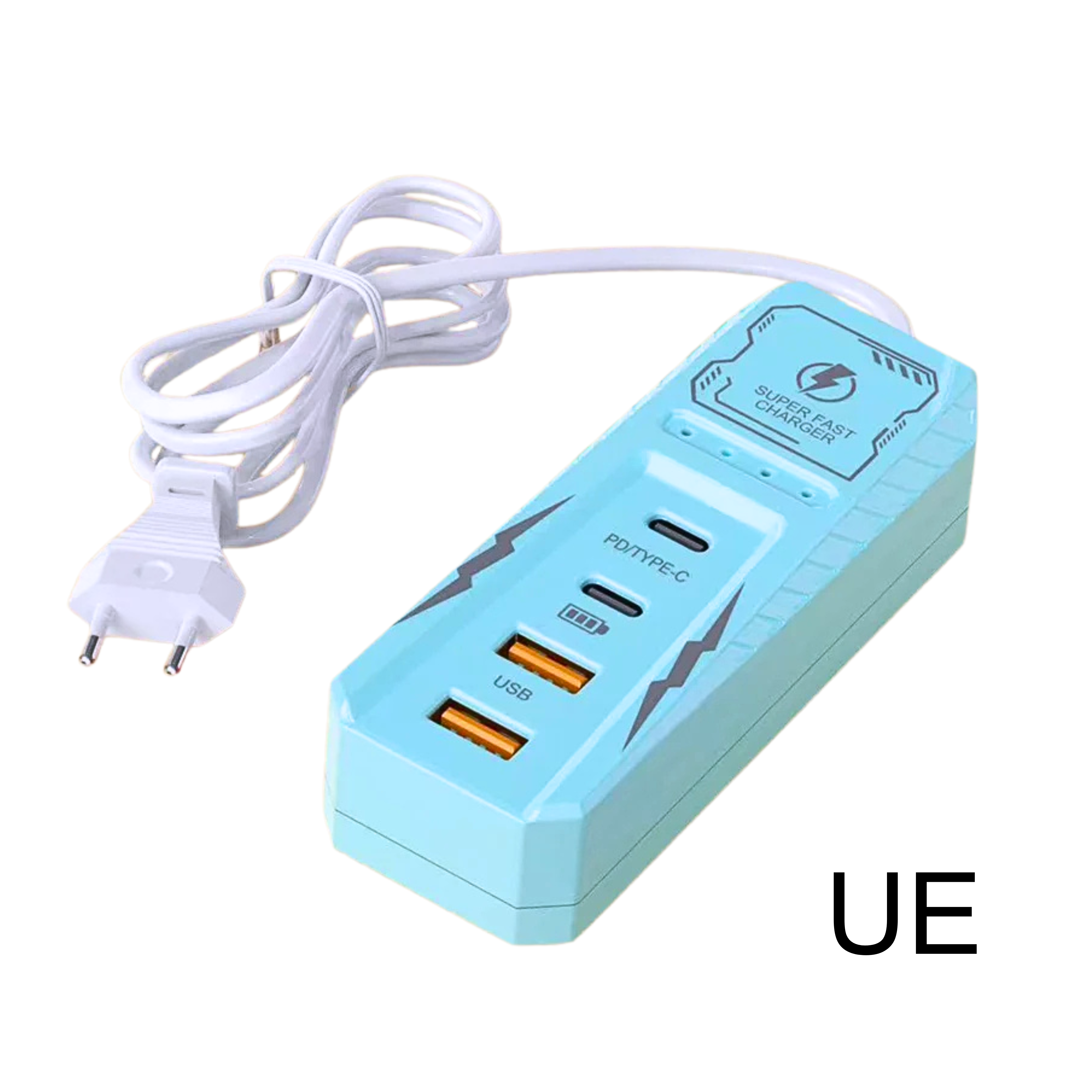Caricatore da parete con 4 porte USB, PD e USB-C, spina EU/US/UK, ricarica rapida
