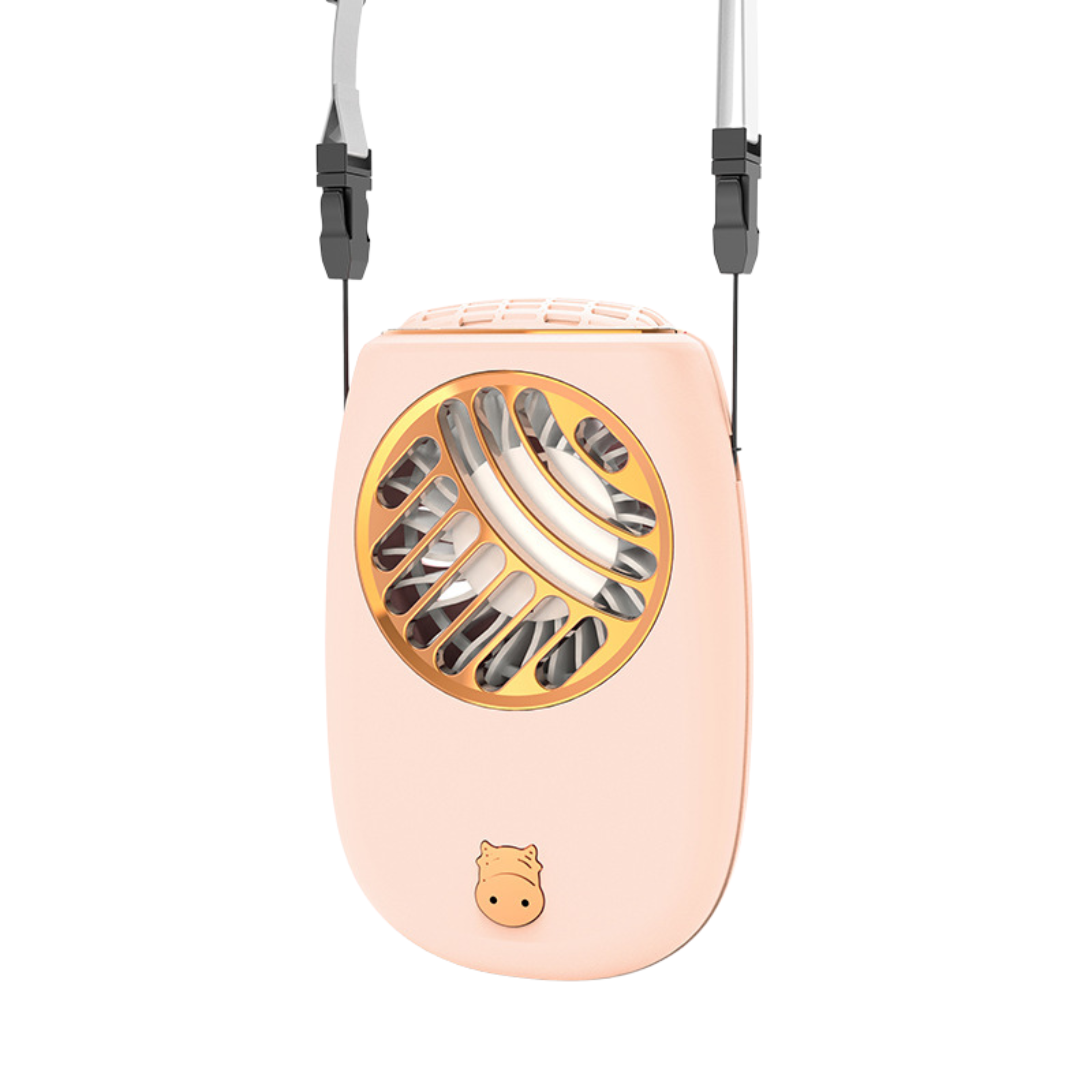 Ventilatore a collo portatile senza pale, mini, rosa, batteria ricaricabile da 2000 mAh.