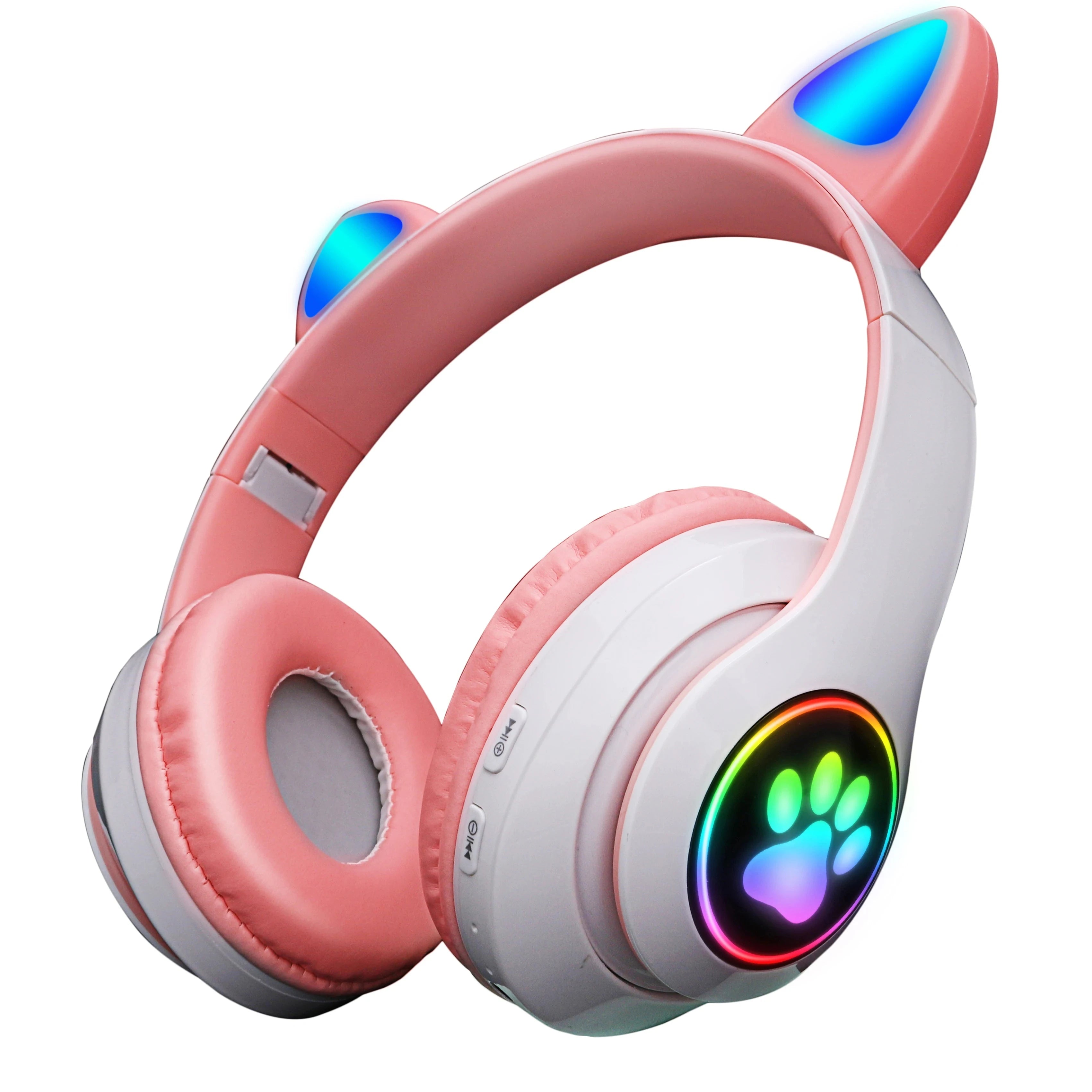 Cuffie Auricolari Bluetooth Fatto Orecchie Luci LED Simpatiche Diversi Colori Ironiche Ricaricabili Microfono Accessori Elettronica - POWER SMARTECH