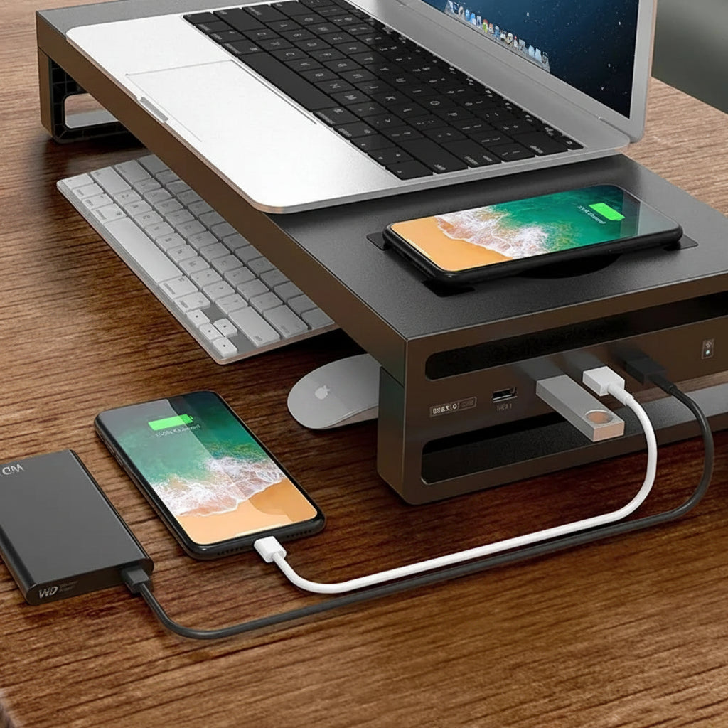 Accessori Gaming Supporto Pc Caricatore Wireless 4 Porte USB Acciaio