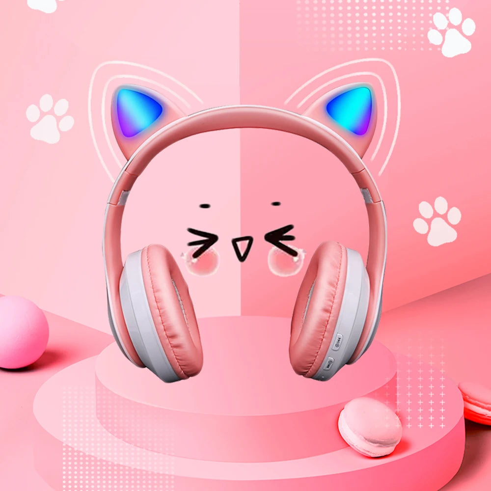 Cuffie Auricolari Bluetooth Fatto Orecchie Luci LED Simpatiche Diversi Colori Ironiche Ricaricabili Microfono Accessori Elettronica - POWER SMARTECH