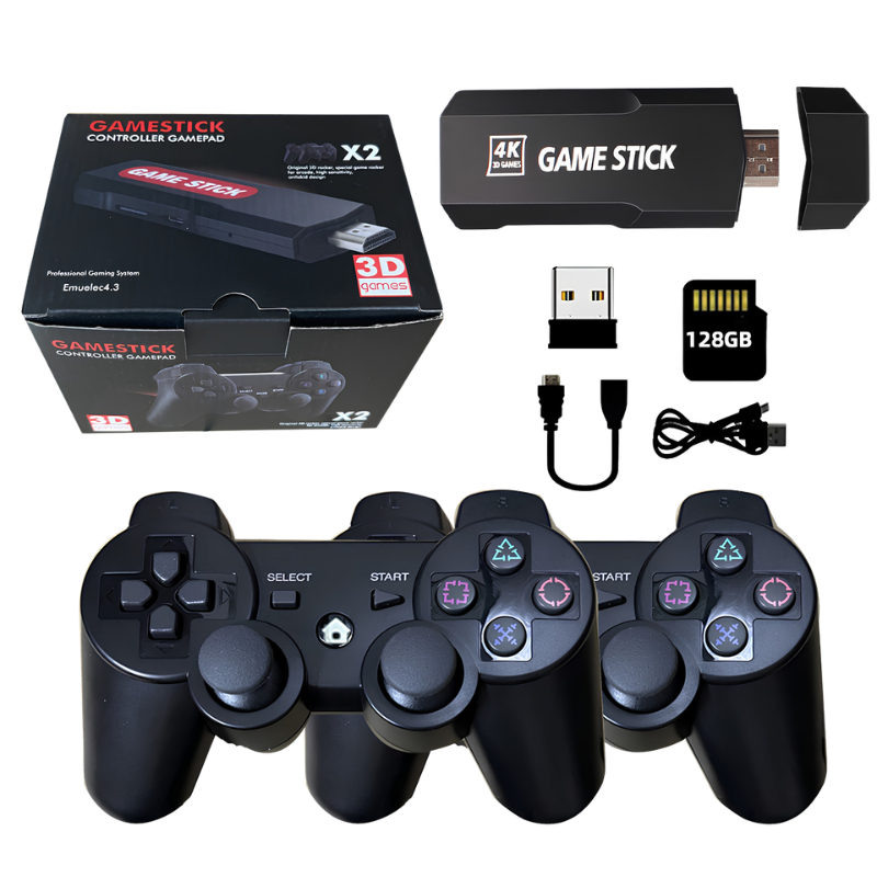 Controller ricaricabile per console TV domestica, set completo: 2 controller, cavo USB, HDMI estensione, manuale