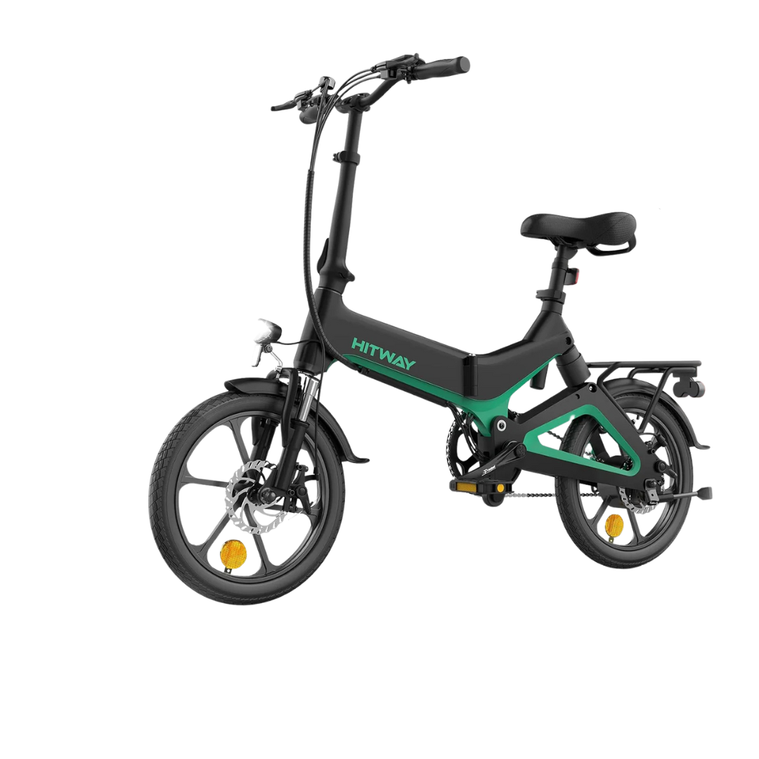 Bicicletta Elettrica Elettronica Pedalata Assistita 70 km/h 250W Colore Verde Pieghevole