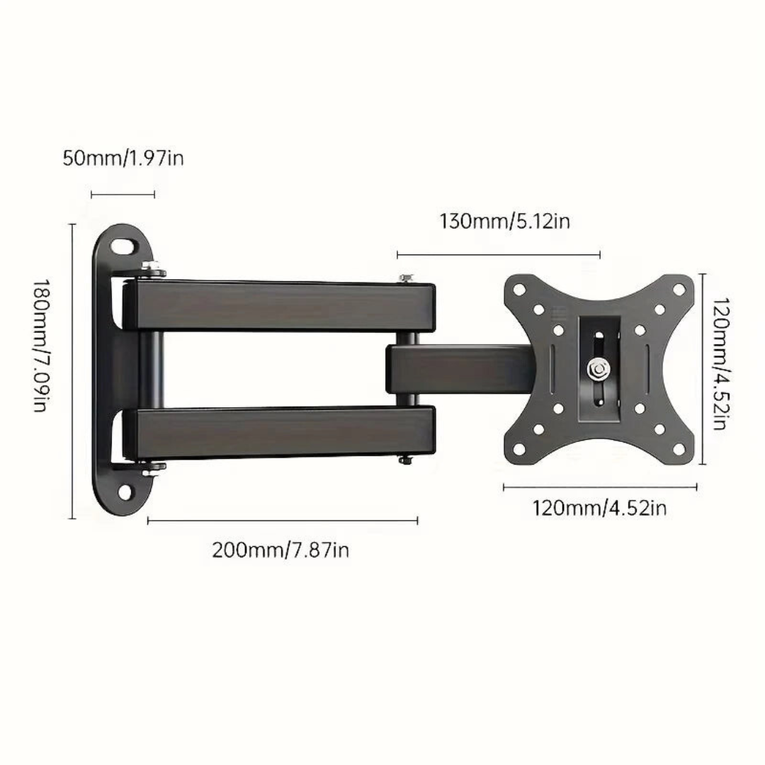 Supporto TV Regolabile Colore Nero Metallo Asta Allungabile Accessori Parete