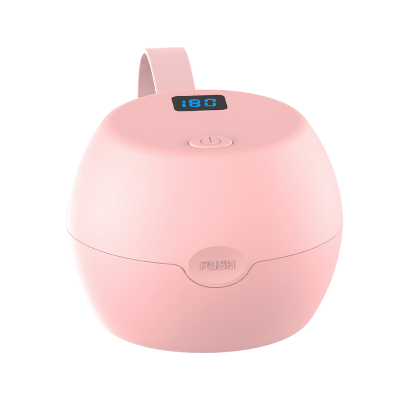 Box sterilizzatore UV a LED per ciucci USB, rosa chiaro, display 180, pulsante, chiusura Push