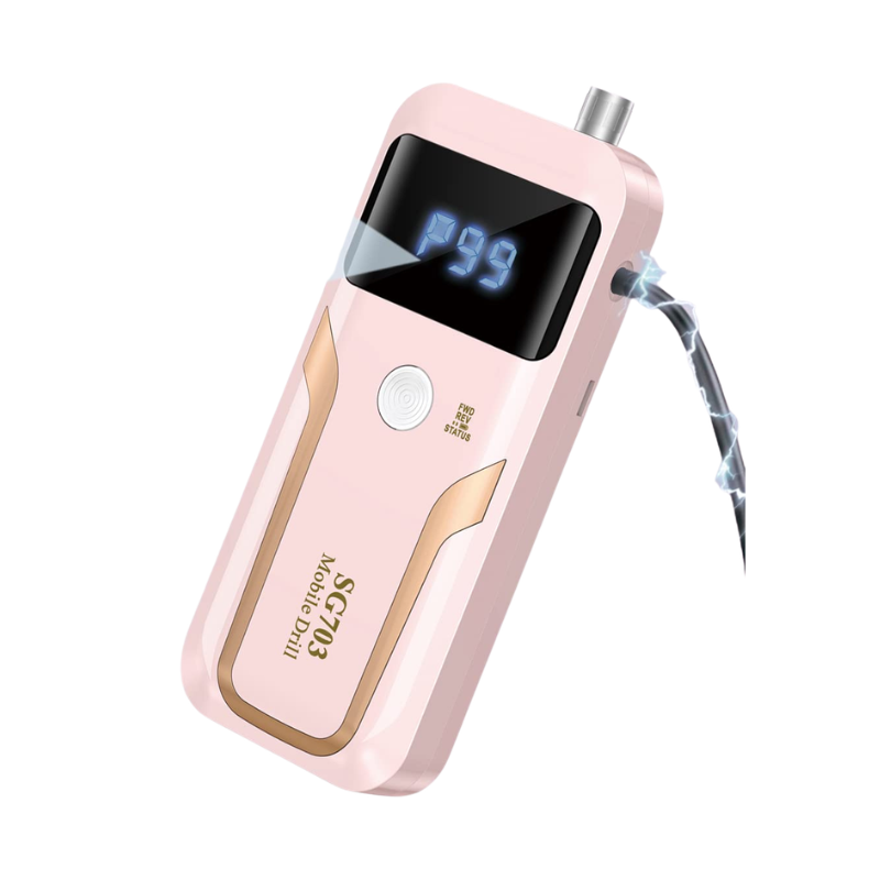 Lampada LED per unghie portatile e rimozione, ricaricabile, rosa, con display LCD.