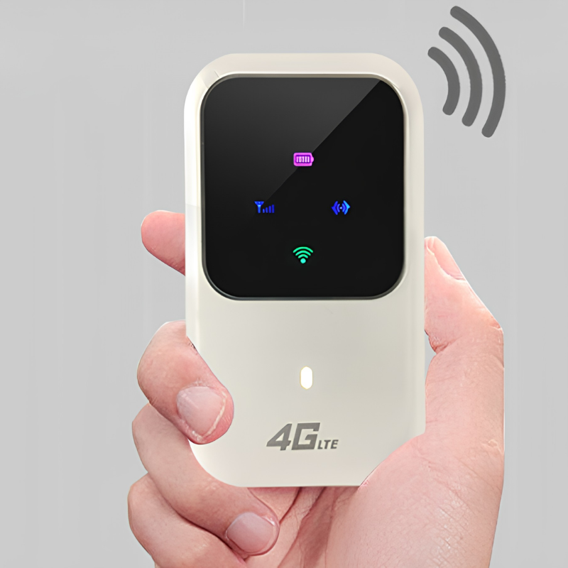 Router WiFi portatile 4G h80 con batteria da 2400 mAh, condivisione fino a 10 utenti, velocità 100/50 Mbps.