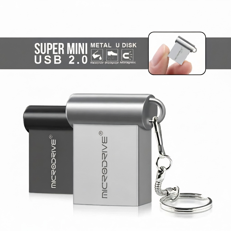 Chiavetta USB 16/32/64/128GB Velocità Rapida Metallo Archiviazione Pendrive Nero Argento Mini Rete Connettività - POWER SMARTECH