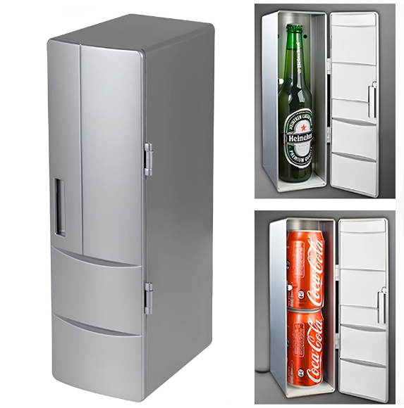 Mini frigo USB freddo/caldo dual-use per due bevande, alimentato a 5V USB, potenza max 10W
