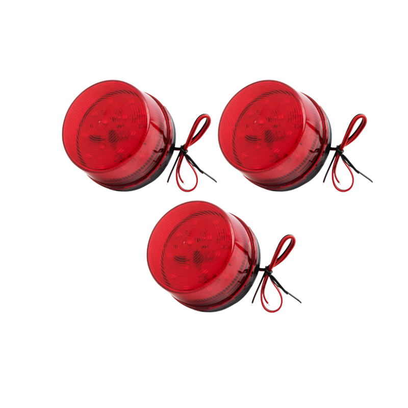 Luce lampeggiante rossa 24V per allarme, diametro 73 mm, altezza 45 mm, 3pz.