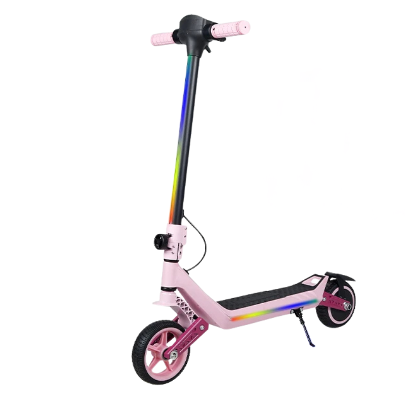 Scooter pieghevole rosa per bambini U8 6-12, motore 130W, sospensioni duali, 16 km/h, autonomia 10 km, regalo perfetto