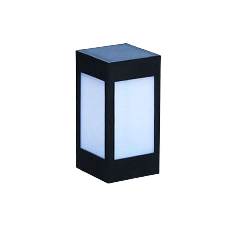 Lanterna solare da giardino a lampione nero con pannelli bianchi LED 5W