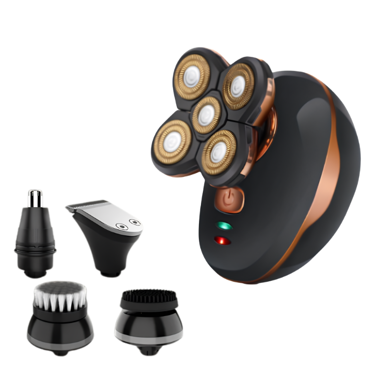 Rasoio elettrico multifunzione 4D 5-in-1 con cinque teste flottanti, impermeabile IPX7 e corpo lavabile