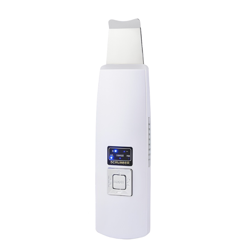 Dispositivo purificante ultrasonico per viso, pulitore portatile con testina a spatola e schermo LED