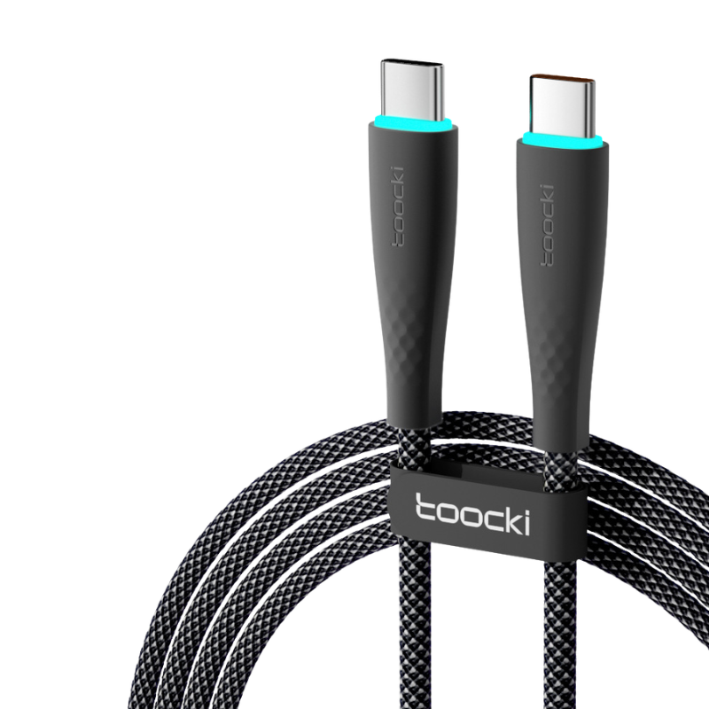 Cavo USB-C a USB-C 100W/66W, cavo intrecciato nero, caricamento rapido, 1 m