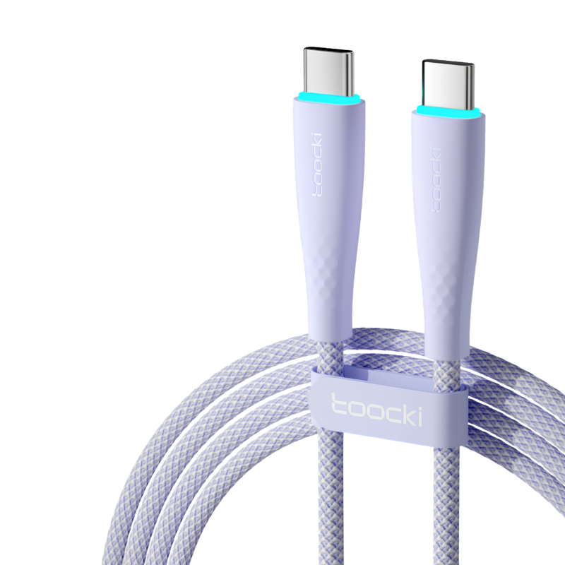 Cavo C-C 100W USB-C a USB-C, cavo intrecciato viola da 1m, ricarica rapida