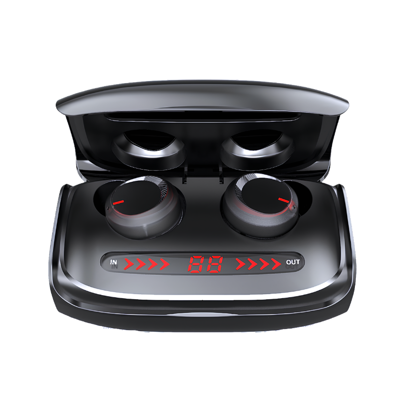 Auricolari Bluetooth 5.0 senza fili con custodia di ricarica, indicatore batteria e ascolto stereo