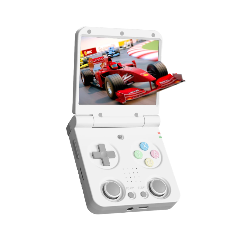 Console portatile retrò a cerniera in metallo, schermo IPS 3,5'', due analogici, lunga durata batteria