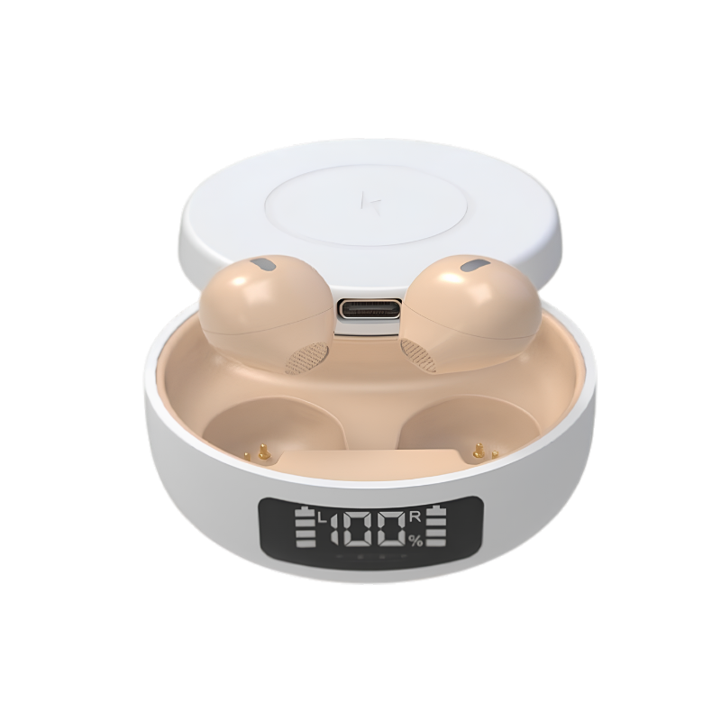 Auricolari wireless Bluetooth 5.0, stereo, in custodia con indicatore batteria 100%