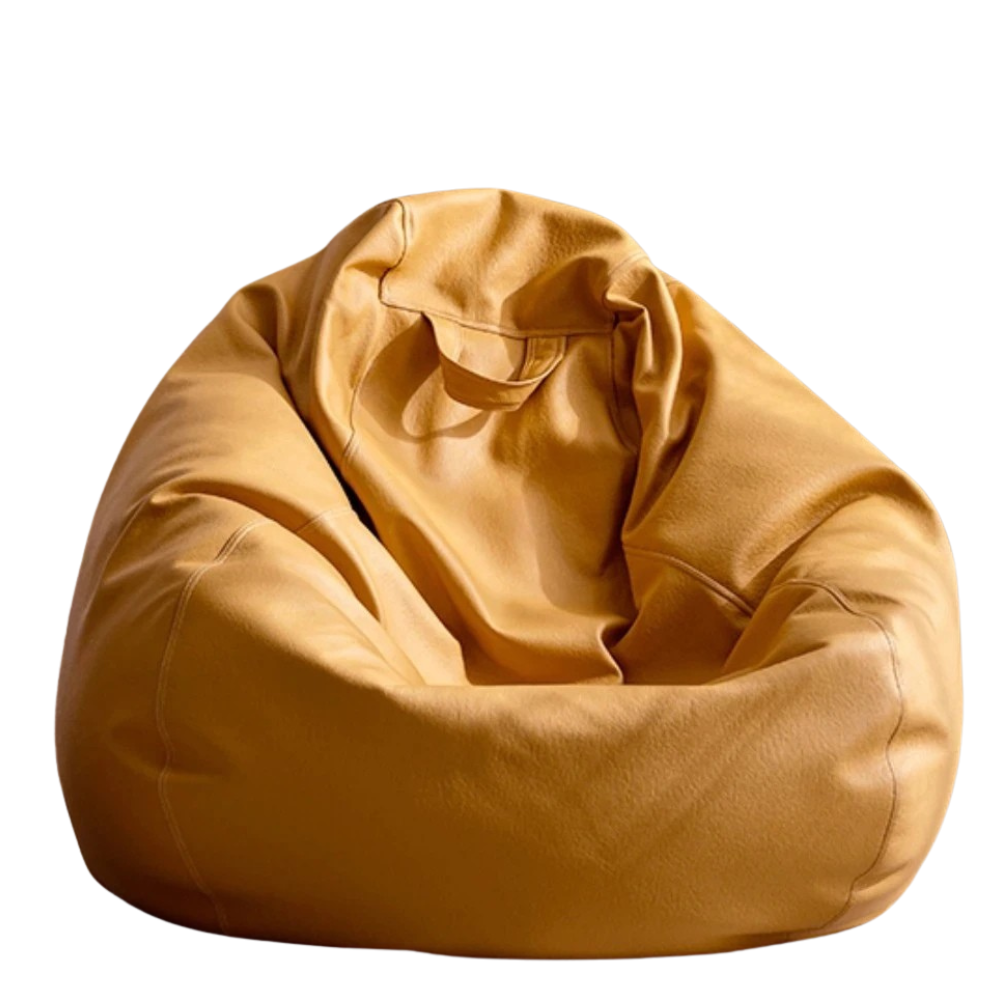 Pouf a sacco in pelle sintetica marrone imbottito, diametro 90 cm (3 ft)