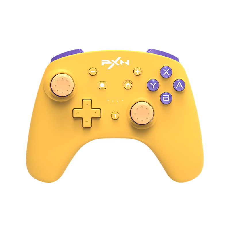 Controller compatibile con Nintendo Gamepad PC, giallo con pulsanti viola, in ABS, dimensioni 19x17x10 cm, peso 500 g
