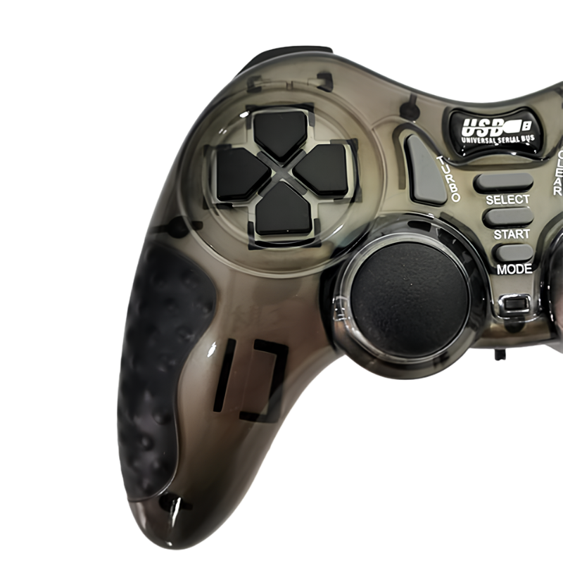 Controller di gioco wireless trasparente rosso/grigio, interfaccia USB, confezione blister, dimensioni 15,6×10×6,3 cm