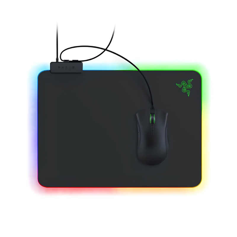Tappetino da gaming RGB con cavo integrato e base antiscivolo, bordo retroilluminato